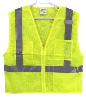 Neon Yellow Safety Vest With Zipper Reflective  L/XL Type R Class 2